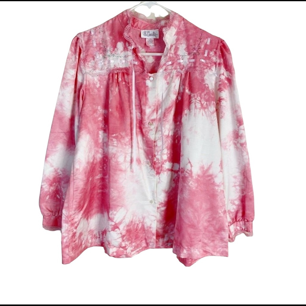 Up Cycled tie dye Vintage Lace Top Size Medium